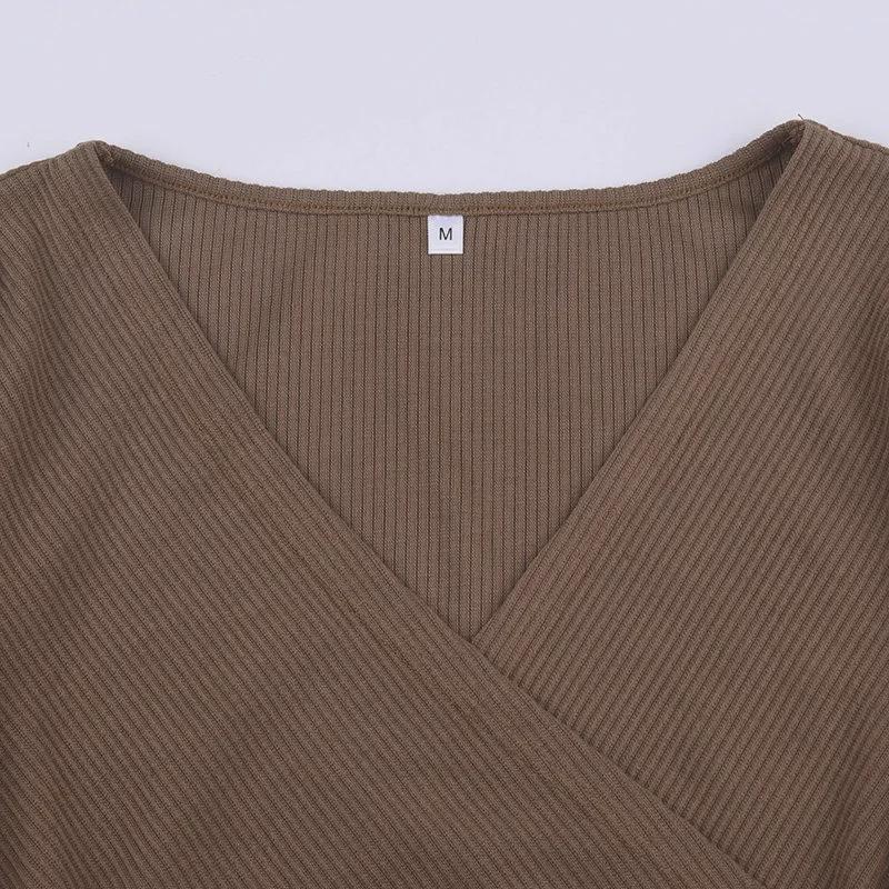 Sexy V-Neck Pleated Autumn/Winter European & American Style Slim Dress