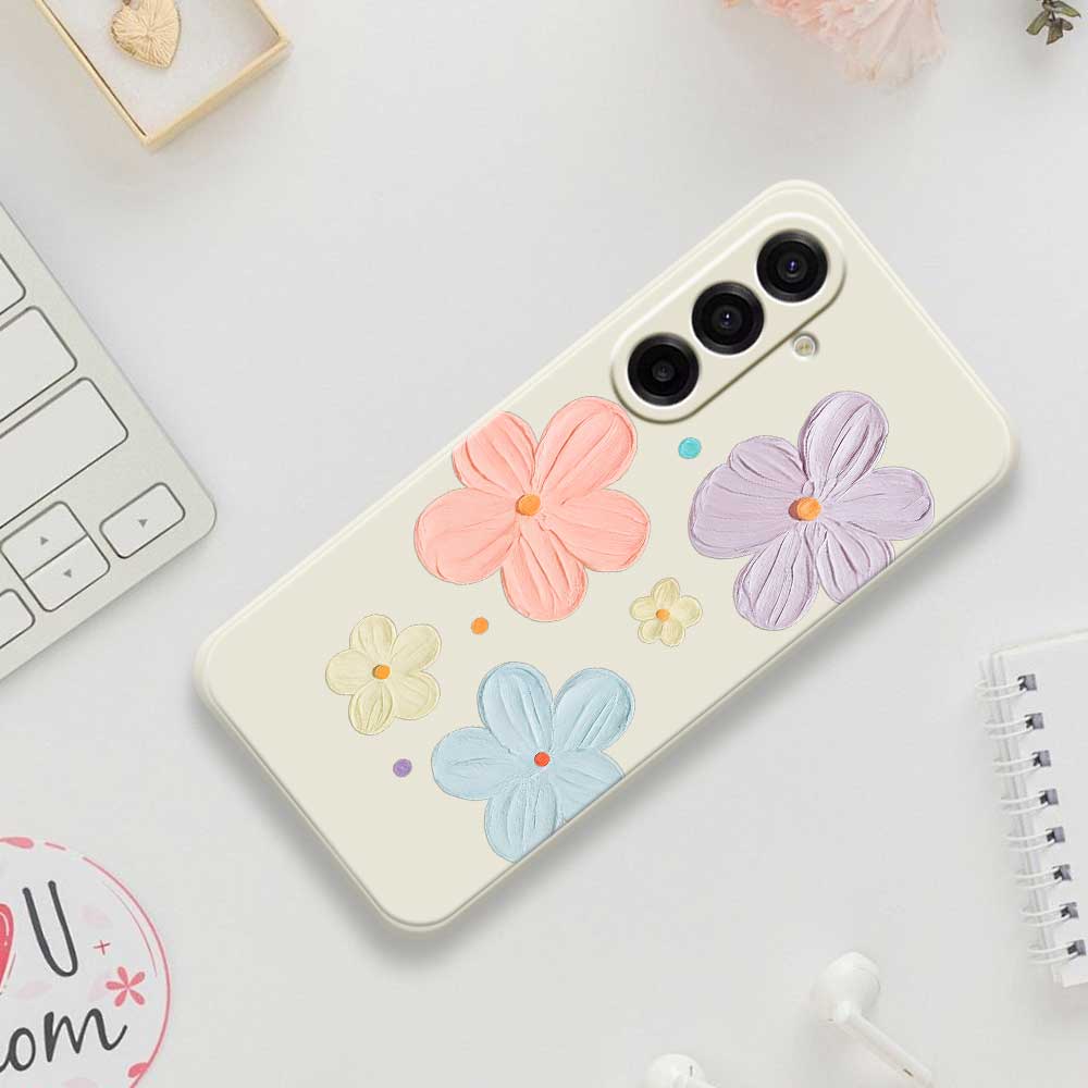 For Samsung Galaxy A17 5G Case Four Color Flowers Pattern Printing Straight Edge TPU Phone Back Cover