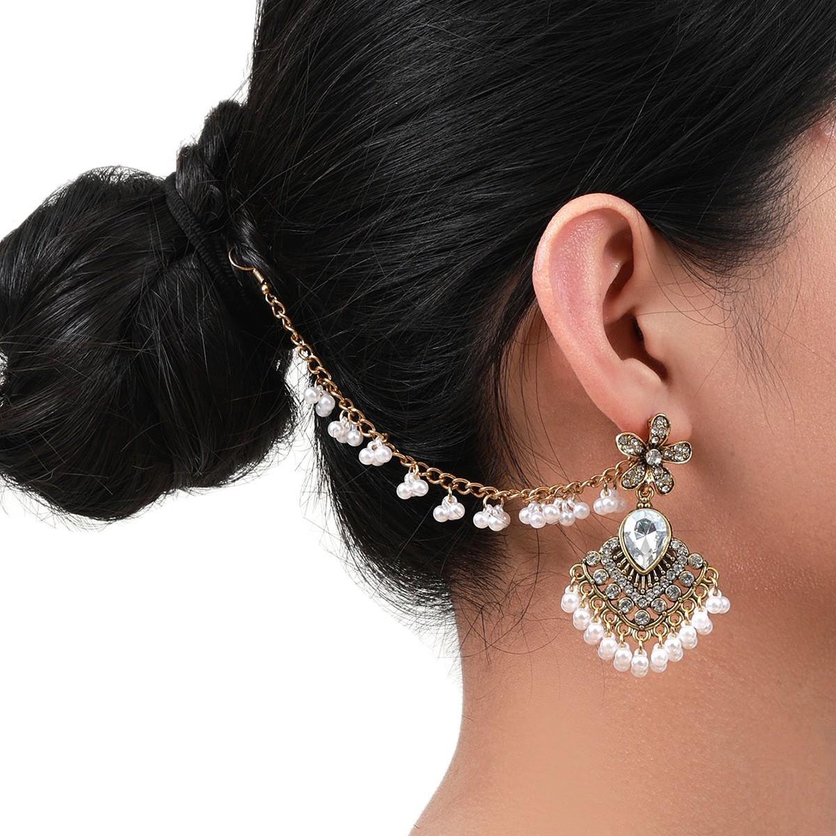 Bohemian Flower Ear Pins for Women , Retro Style Titanium Alloy Earrings , Fashion Ethnic Earrings золотой
