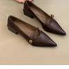 Fashion 2025 New Camellia French Vintage Pointy Toe Shallow Mouth Single Shoes Women Small Leather Shoes