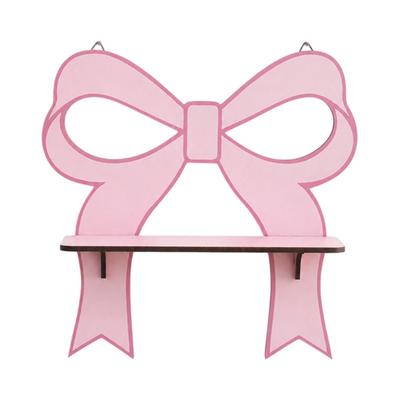 Hängendes Wandregal für Dekorationen, Rosa Schleifen Holz-Ausstellungsregal für kleine Gegenstände, Wandmontiertes Akzentregal für Schlafzimmer und Schminkbereich