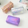 Stylish Laser Pu Cosmetic Pouch Portable Colorful Square Big Capacity Handheld Toiletry Organizer