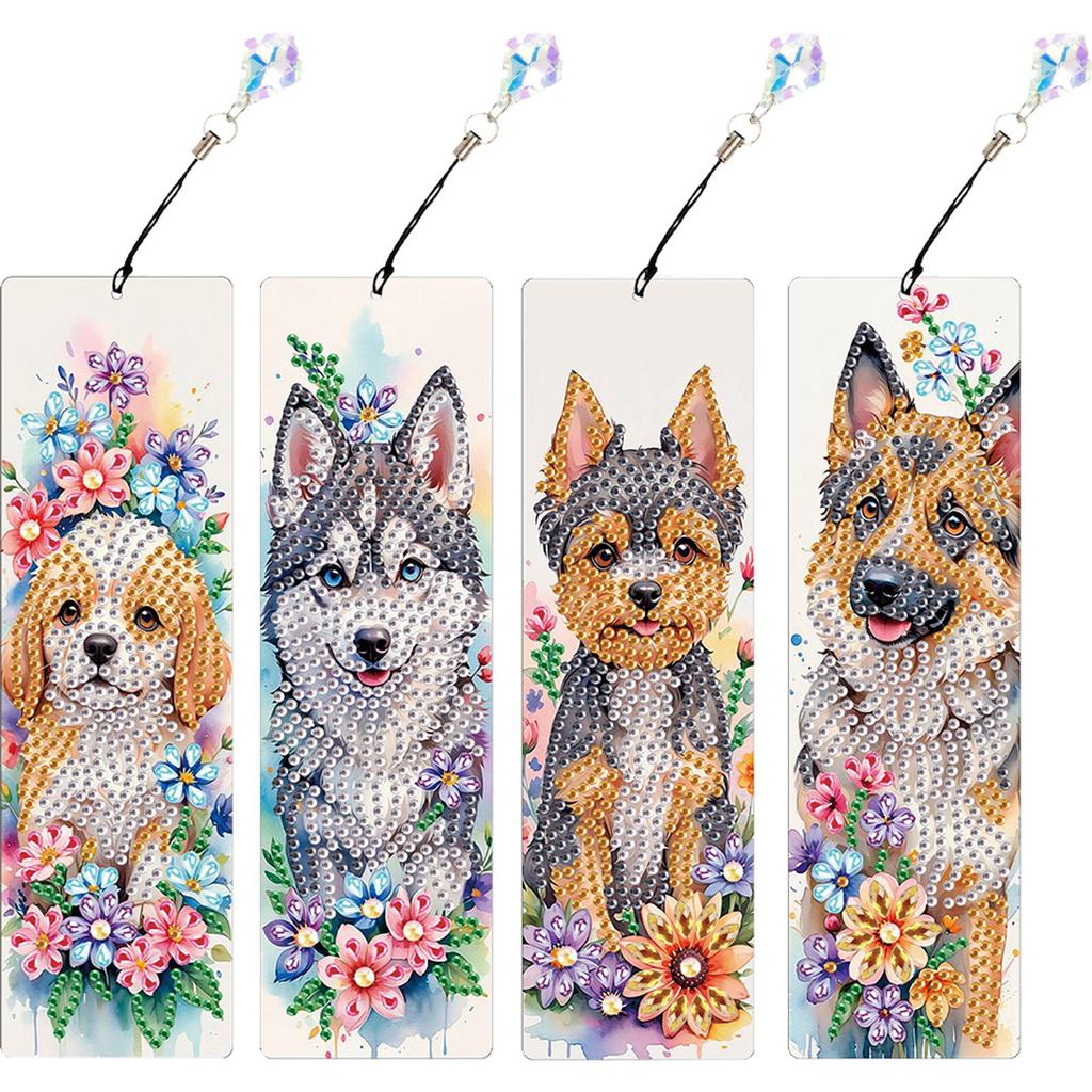 4Pcs DIY Diamond Painting Bookmark Diamond Bookmark Art Projects Diamond Art Bookmark Gift for Book Lovers Mosaic Art Supplies