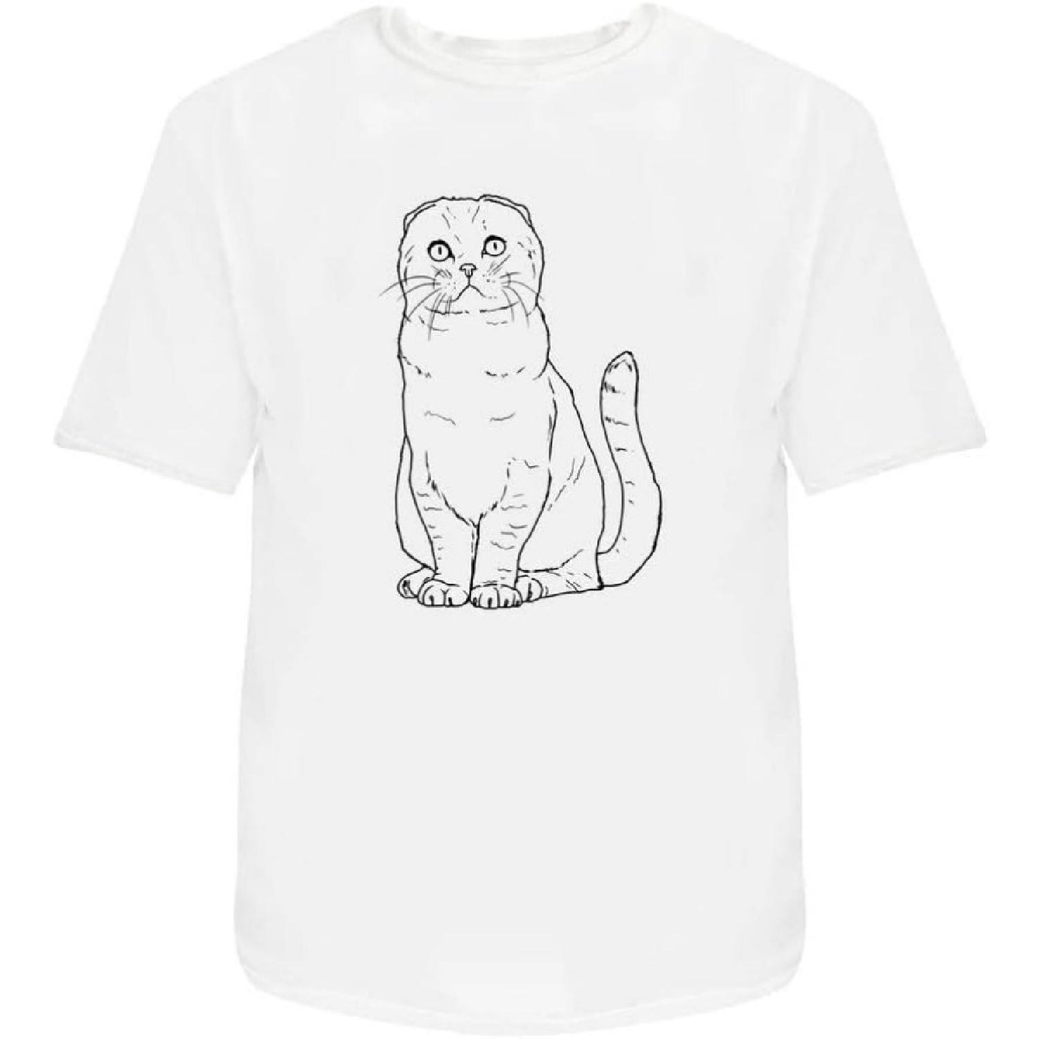 

Scottish Fold Cat Unisex T-Shirt - 100% Cotton (S-XXL) (TA037363) XXXXXL білий