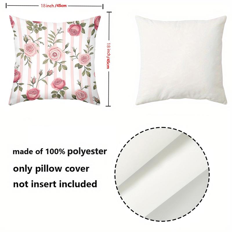 Pink Rose Floral Pattern Pillows for Home Decor Polyester pillowcase, sofa decorative cushion cov Headboard Pillow