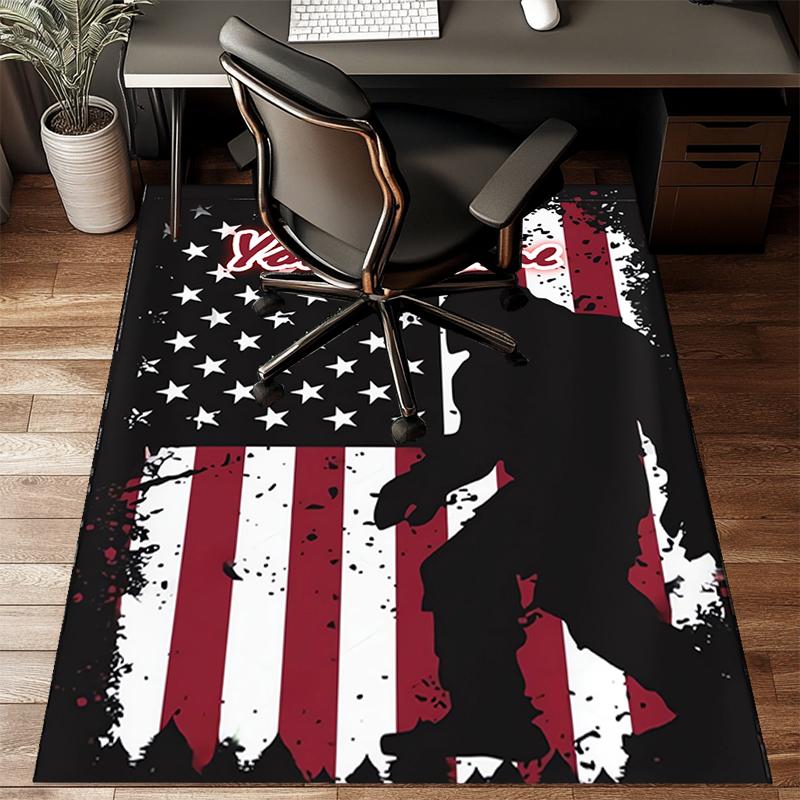 1PC Custom Name Bigfoot American Flag Theme Floor Mat Ideal for Living Room, Game Rooms, Office, Bedroom Floor Mat Playful Design