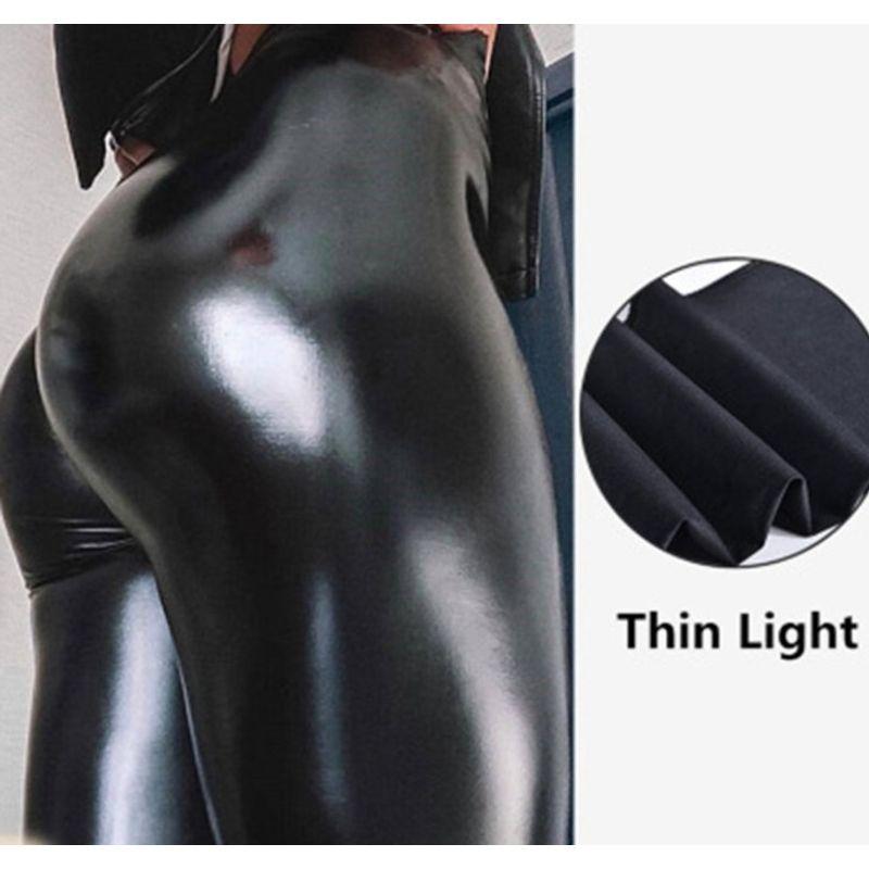 

PU Leather Leggings with Elastic Feet Stretch Skinny Jeans PU Leather Pants Leggings Bright without plush 4XL