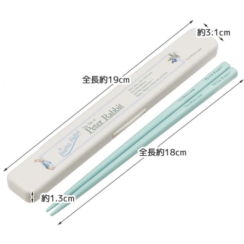 Skater Chopsticks and Chopstick Case Set, 18cm, Antibacterial, Peter Rabbit Design, Made in Japan, ABC3AG-A