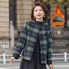 Autumn and winter new medium and small jackets thickened and velvet fashionable age-reducing plaid jackets
