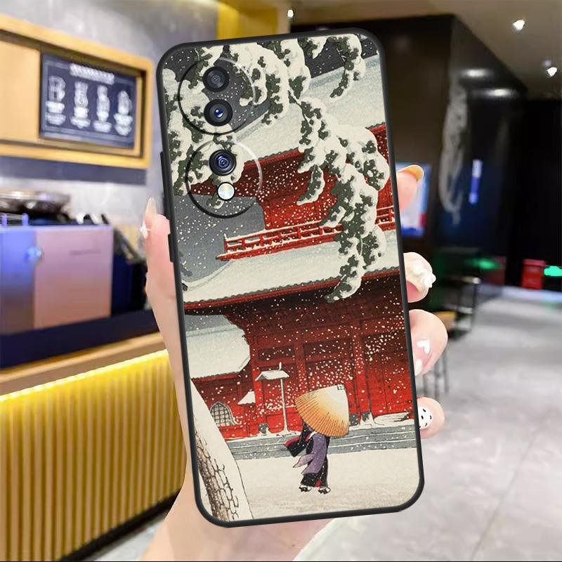 Japanese Snow Cherry Blossom Art Case For Honor X7a X8a X9a X6a X8 X9 X6 X7 10 50 90 70 Lite 8X 9X Magic 4 Lite 5 Pro Cover