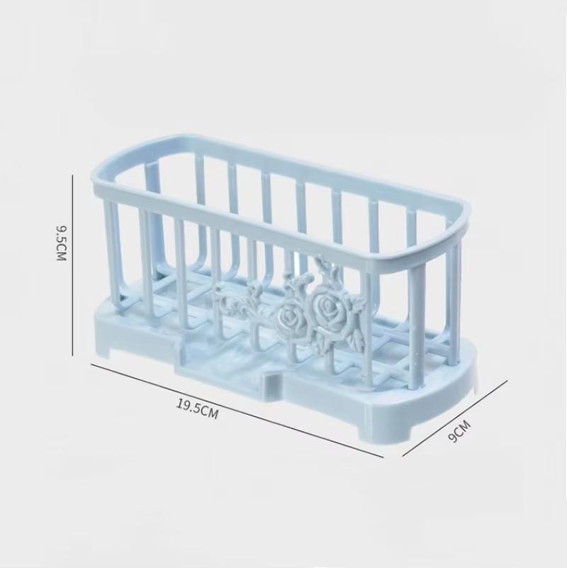 Samo-odvodňovací úložný košík na dřez, police, odkapávač na kuchyňský dřez, držák na mýdlo a houbičku, organizér do dřezu, kuchyňské doplňky