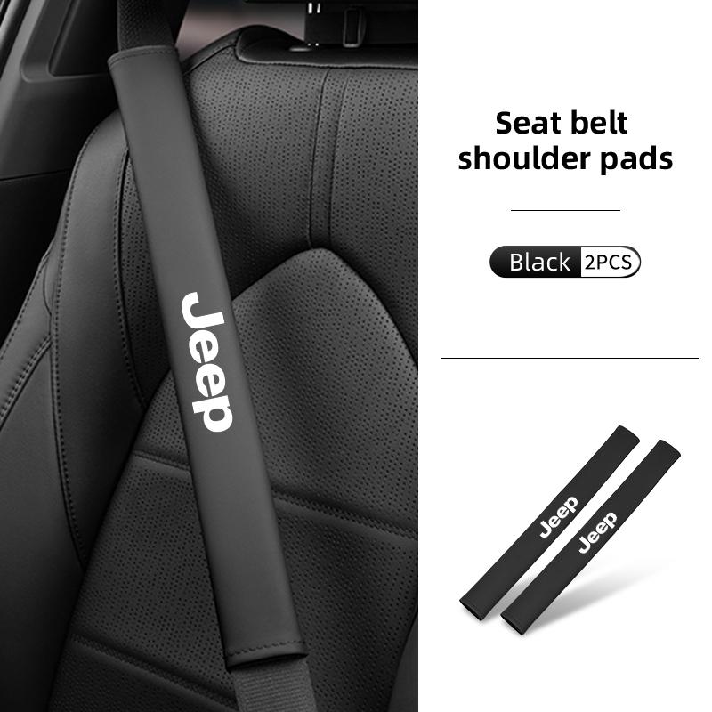 

2Pcs Car Logo Long Shoulder Pad Adjustable Seat Belt Shoulder Cover For Jeep Renegade Compass Grand-Cherokee Wrangler Wrangler-