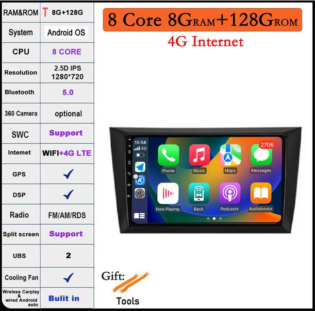Android 14 For Volkswagen VW Golf 6 2008 - 2016 Car Radio Carplay Auto Multimedia Stereo Video Player GPS Navigation QLED 4G DSP