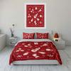 Christmas Snowman Red Prints Bedding Duvet Cover Set Duvet Cover Pillowcases  (1*Duvet Cover 2*Pillowcases, without duvet insert)