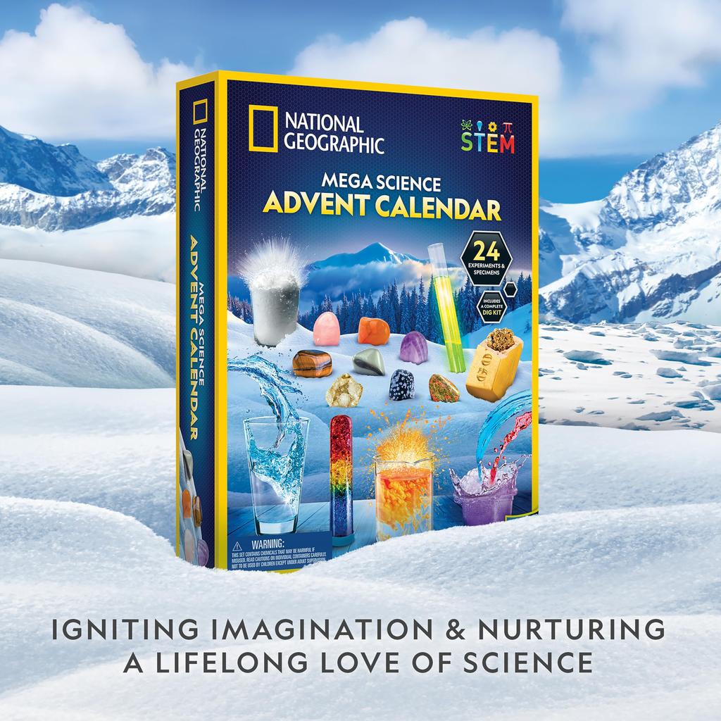 NATIONAL GEOGRAPHIC Science Kit Rock Collection Advent Calendar 2024 Jumbo Advent Calendar 24 Days of Science Gemstones and More STEM Projects for