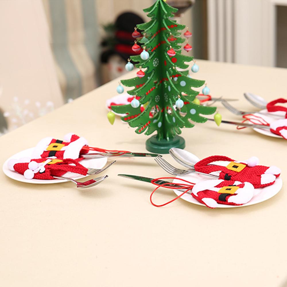 12PCS Xmas Cutlery Bag Santa Claus Knife Fork Storage Pocket Bag Christmas New Year Tableware Decorations Home Ornament