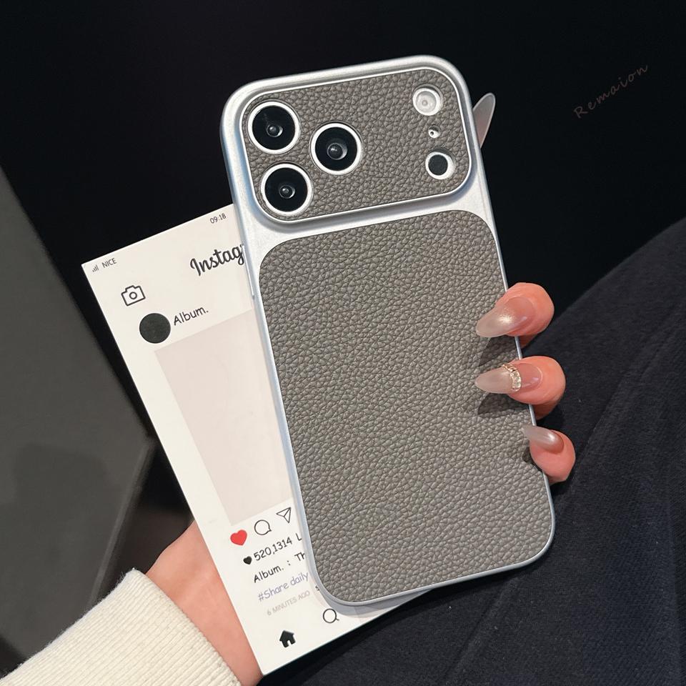 Lychee Retro Leather Phone Case For iPhone 11 12 13 14 15 16 17 Pro Max Air 15 16 14 Plus  Shockproof Hard Protector Cover