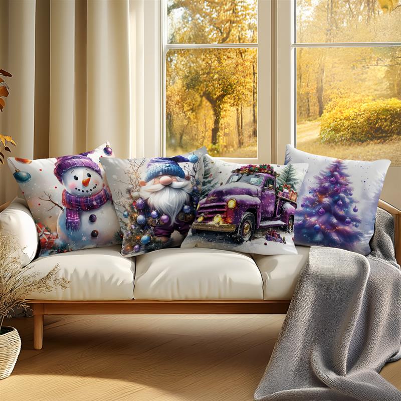 Home Decor Christmas-Themed Decorative Pillow Covers Pattern Cushion Cover Suitable For Sofa Bedroom Car Pillow Cover
