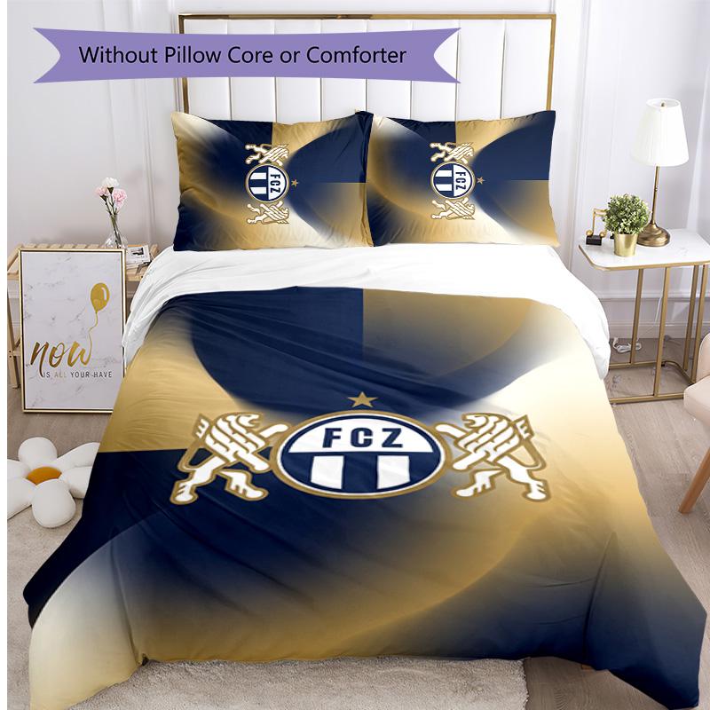 Set Lenzuola Stampato FC Zürich 3 Pezzi Copripiumino Traspirante con Federe Biancheria da Letto Decorativa per Camera da Letto Casa
