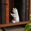 Figurine de Chat Mignonne Imprimée en 3D Figurine de Lecture, Ornement Décoratif avec Base Lestée Antidérapante, Statue Intellectuelle avec Lunettes Œil pour Bureau