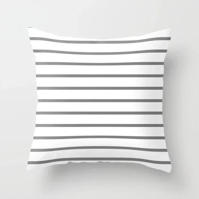 Modern Nodic Style Geometric Gray Pillowscase Polyester Grey Plaids Stripe  Cushion Covers Decorative Sofa Throw Pillows