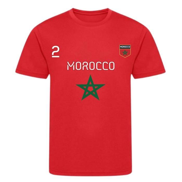 Ensemble Foot Enfant - NPZ - Inspiré Maroc - Maillot rouge & short noir - 100% polyester - 3-4 ans