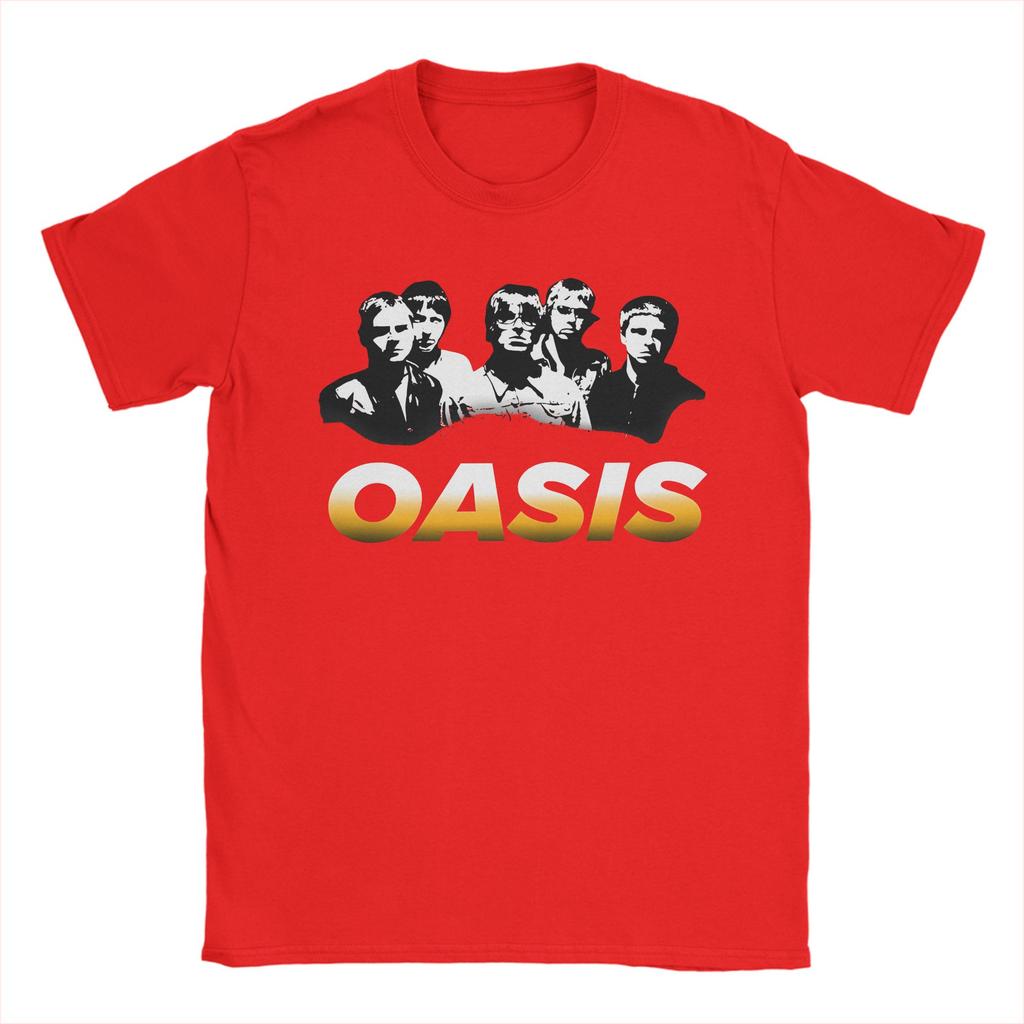 Funny O-Oasis Band Vintage T-Shirt Men 100%Cotton Short Sleeve  Round Neck Summer Clothes