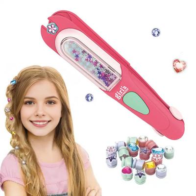 Yousheng Glitzer Strass Werkzeug Sicher Kinder Haar Edelstein Styling Set mit Magnetischem Pinkem Kamm 24 Bunte Edelstein Aufkleber Und Klammern Kreativ Funkelnd