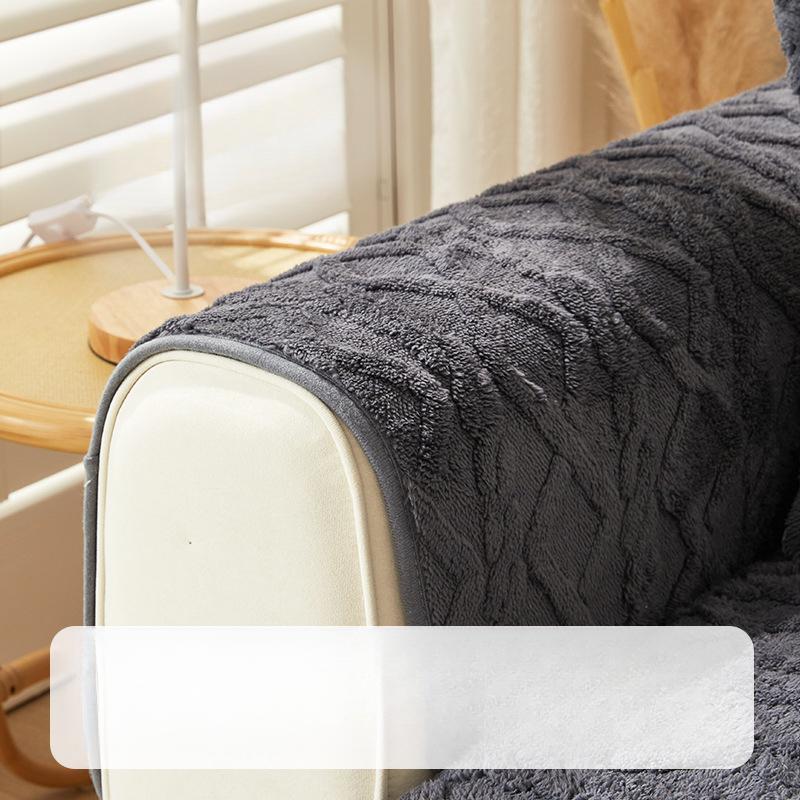 Shu Cotton Velvet Thickening Sofa Cushion Winter Antislip Sofa Cover Towel Rosewood Sofa Seat Cushions Full Set Cover Cloth