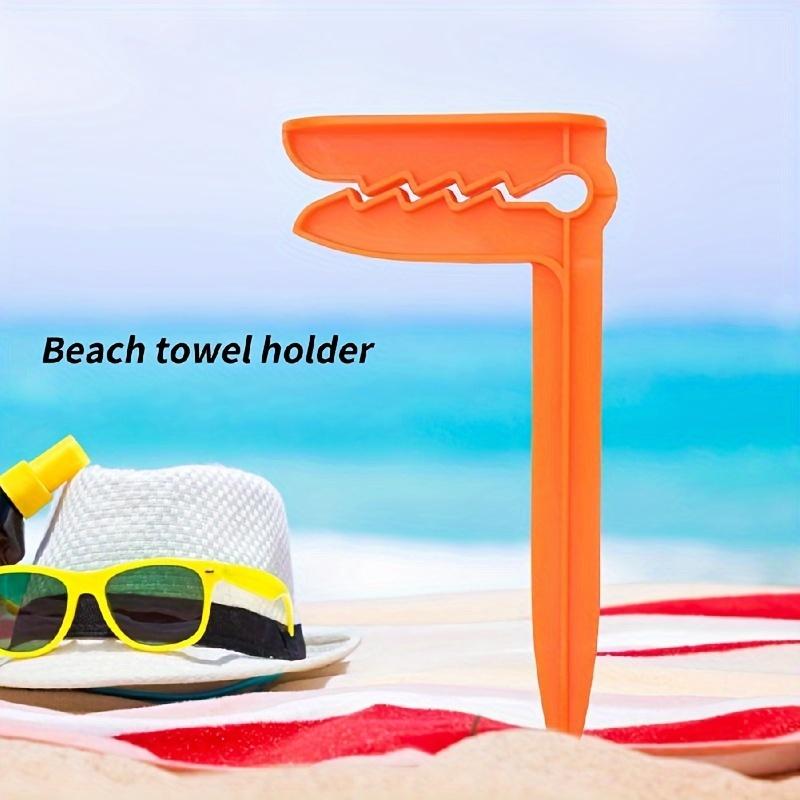 4PCS Outdoor Beach Towel Holder Beach Mat Holder Towel Holder Plastic Outdoor Picnic Mat Holder Windproof Tent Holder Camping Tools(Blue,Red,Yellow)