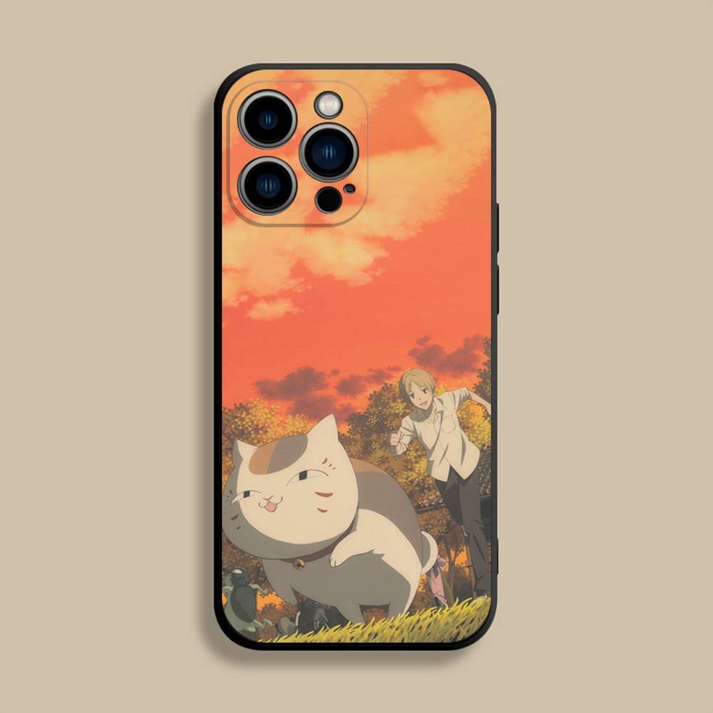 Sensei Natsume yuujinchou Nyanko Phone Case For iPhone 17,16,15,14,13,12,Pro,Max,Plus,E,SE4,Air,Mini Black Soft Cover