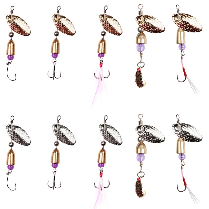 Fishing Lures Wobble Rotating Metal Bait For Bass Trout Treble Hook Artificial