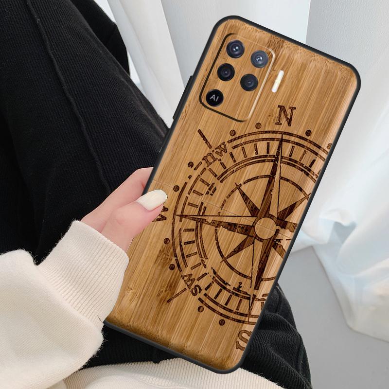 Natural Bamboo Wood Animal Print Case For Oppo A17 A57 A77 A40 A78 A54 A74 A94 A76 A16 A96 A18 A60 A80 A38 A58 A98 A15 A5 Pro