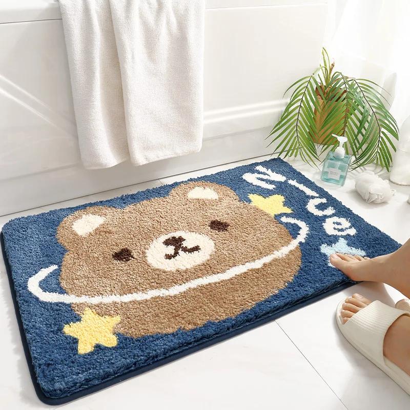 Cartoon Tier Badematte Super Saugfähig | Rutschfester Mikrofaser-Flock Duschvorleger | Weiche Badezimmerbodenmatten für Kinder Heimdeko