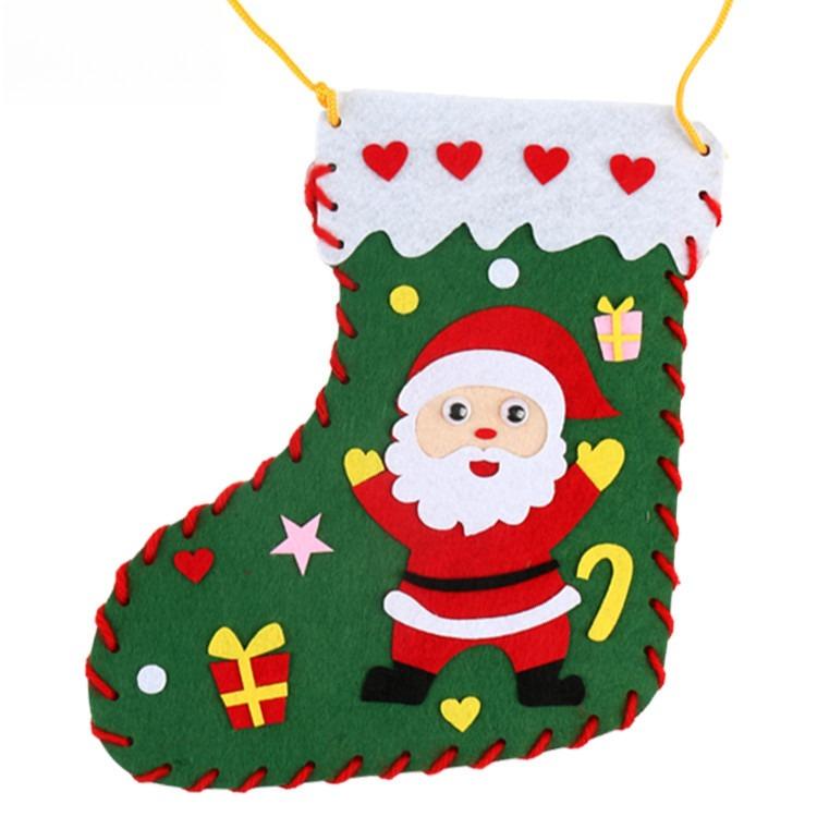 Non-Toxic Kids Diy Christmas Socks Non-Woven Material Kit Puzzle Game Handmade Toy Educational Toy For Children Craft Gift Xmas Decor