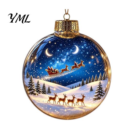 Transparent Festive Globes Glowing Clear Christmas Ball Ornament, Light Up Story Decoration with Warm LED Decorative Garland Accents Light,