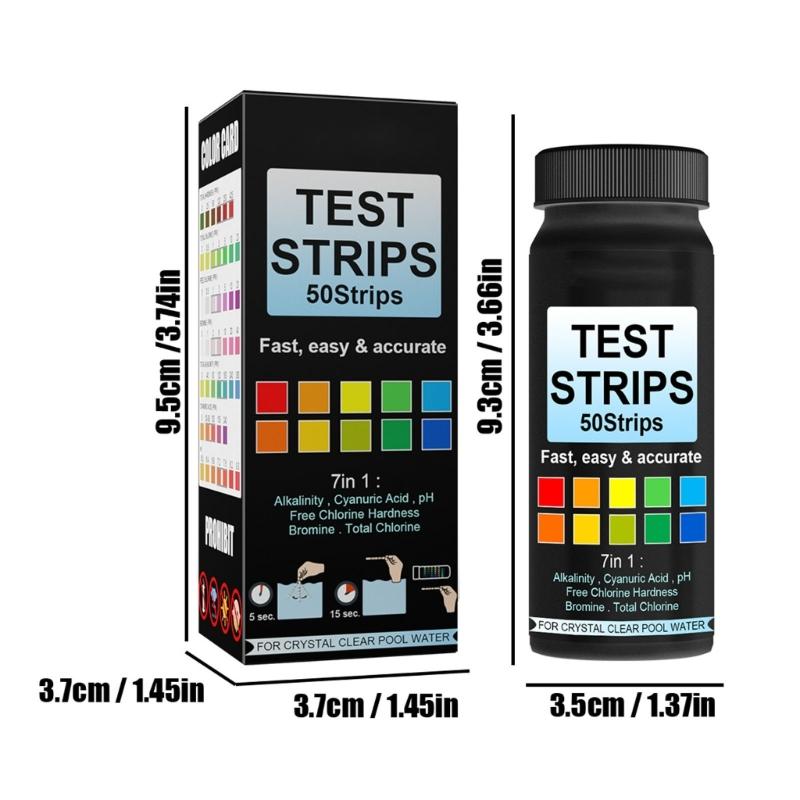7 In 1 Pool Water Test Strips For Chlorine Hardness Cyanuric Acid With 50 Strips Quick Accurate Result For Swim Pool