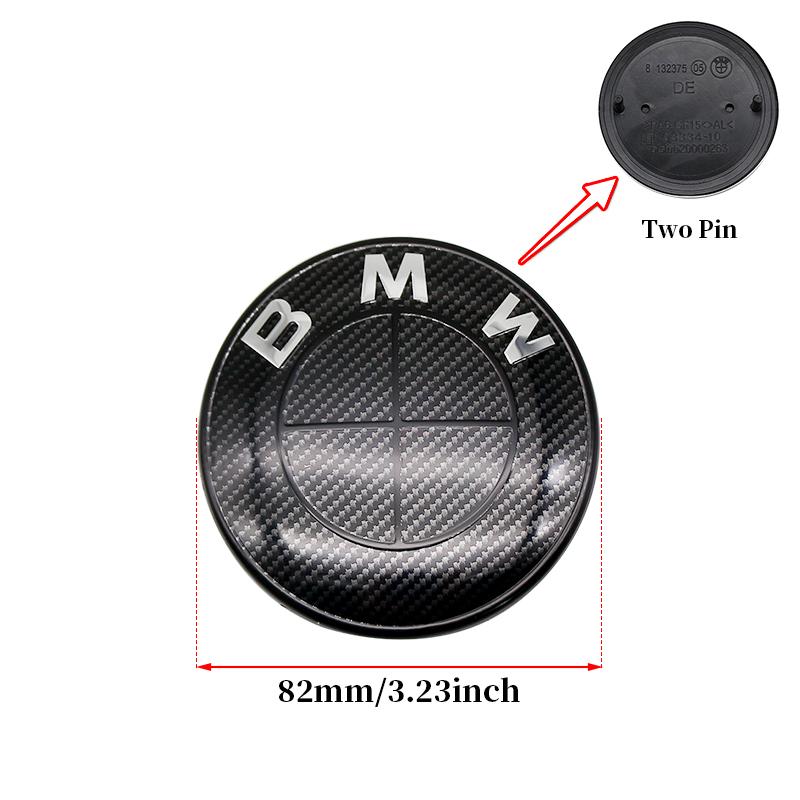 For BMW E46 82mm Hood F10 74mm Trunk Emblem 7Pcs Full Black Carbon Fiber Badge Set E90 68mm Wheel F30 Steering G20 X5 M4 Auto