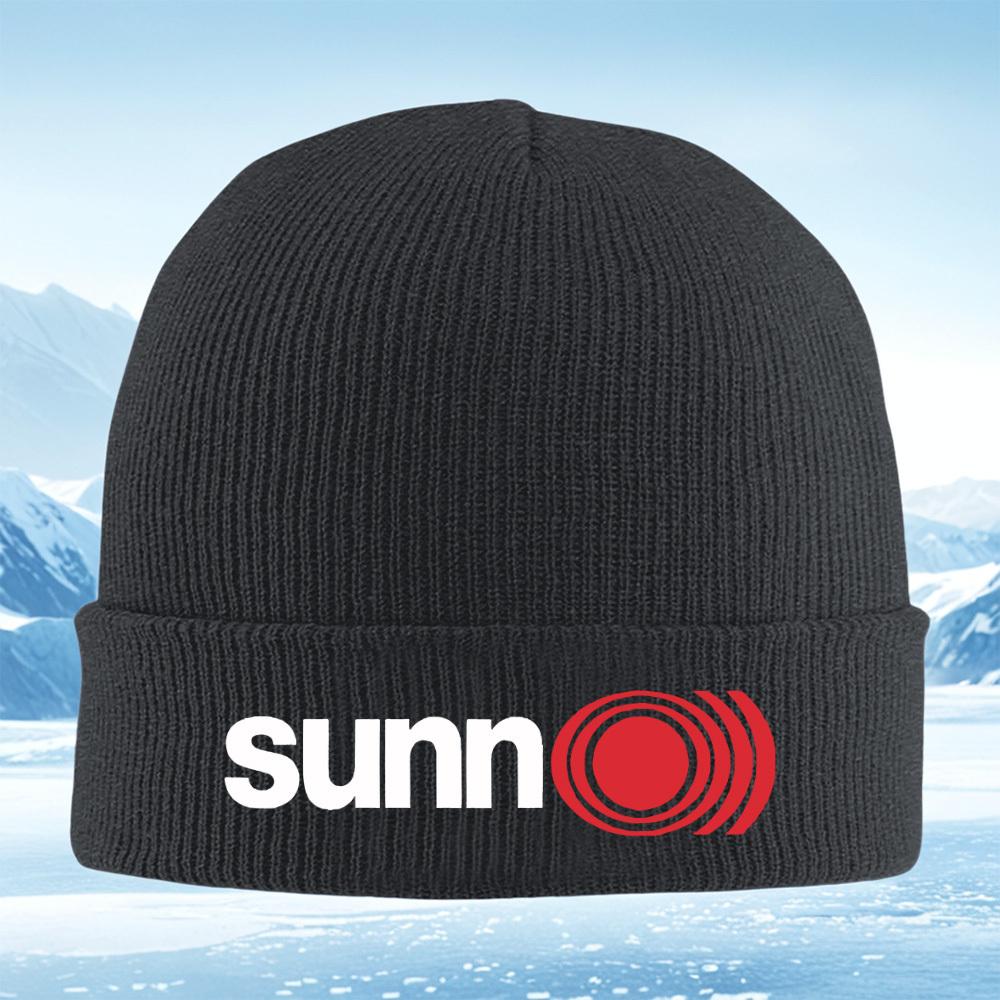 White Letters Red Circles Waves Sound Men Women Unisex Knitted Hat Beanie Pullover Cap Winter Thermal Warm Christmas Outdoor Cyc