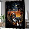 1Pc Sunbathing Curtain Dog Hammock Palm Tree Tropical Beach Sunset Bathroom Decor Polyester Fabric With 12 Hooks, 180X180Cm
