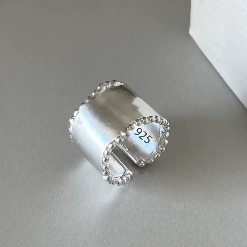 Sam Panda 925 Silver Rings For Women Men Fine Jewelry Finger Adjustable Open Vintage Chain Ring For Party Birthday Gift