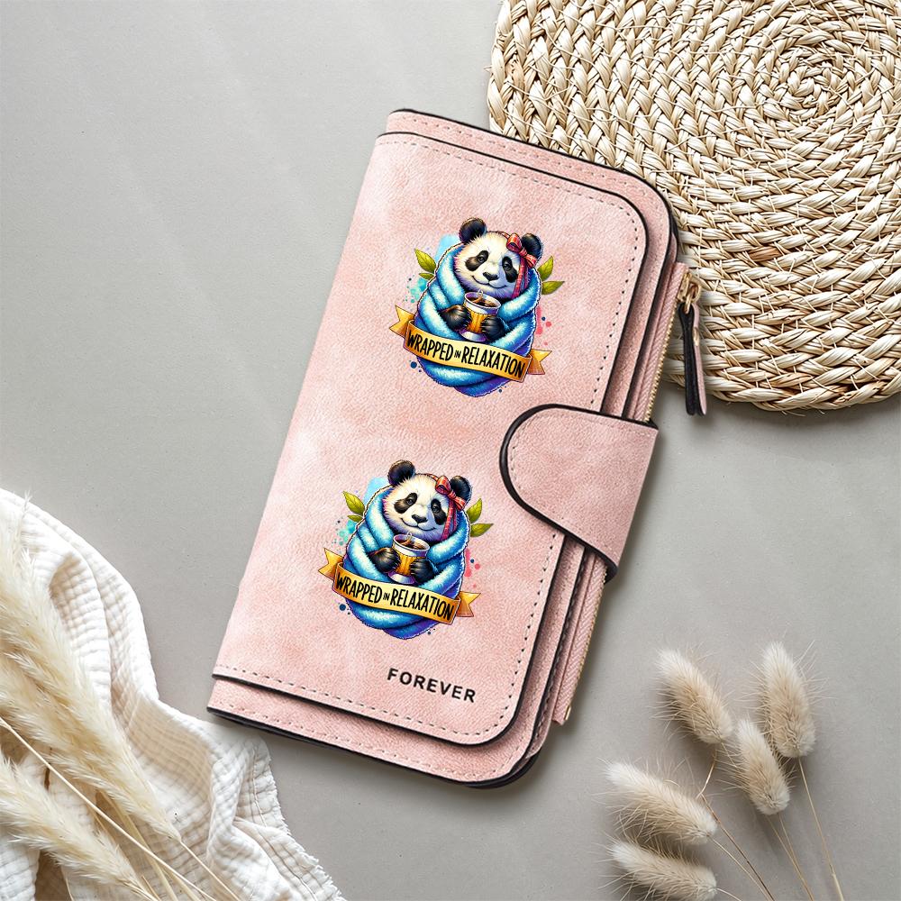 Cute Panda Print Long Wallet PU Leather Multi Card Holder Casual Women Fashion Purse