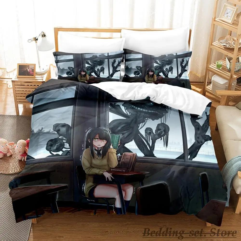 Mieruko Chan Bedding Set Single Twin Full Queen King Size Bed Set Adult Kid Bedroom Duvetcover Sets Anime Parure De Lit Bed