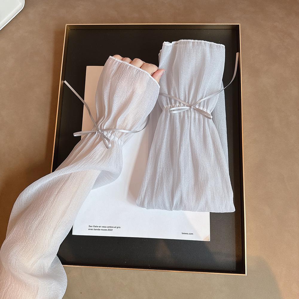 2pcs/set Thin Bow Gauze Sleeves Sun Protection Yarn Arm Sunscreen Covers  Outdoor