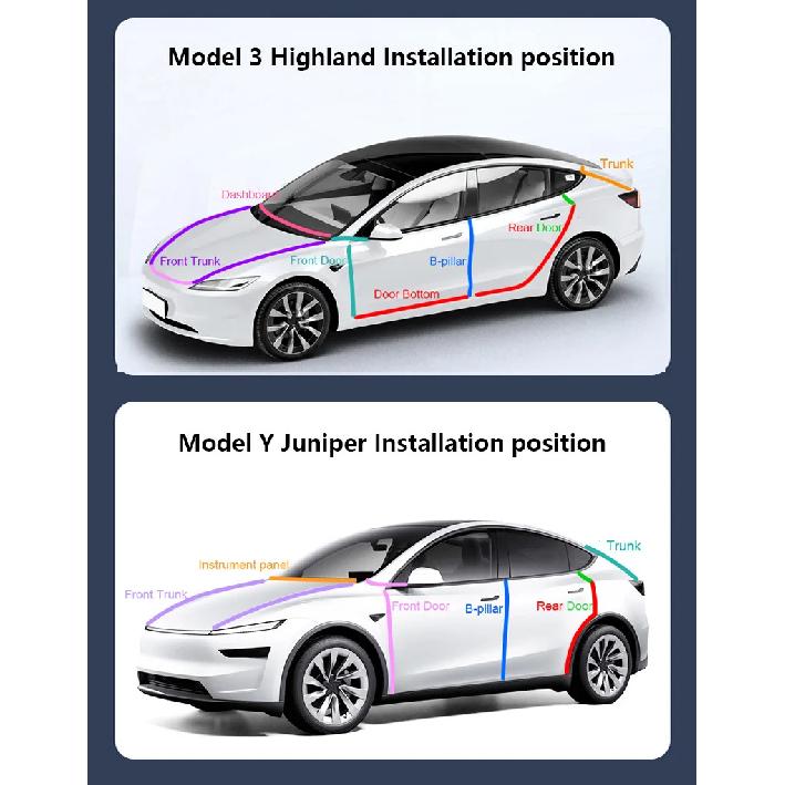 For Tesla Model Y Juniper Door Seal Strip Soundproof Rubber Weatherstrip for Model 3 Highland B-Pillar Sealing Noise Reduction