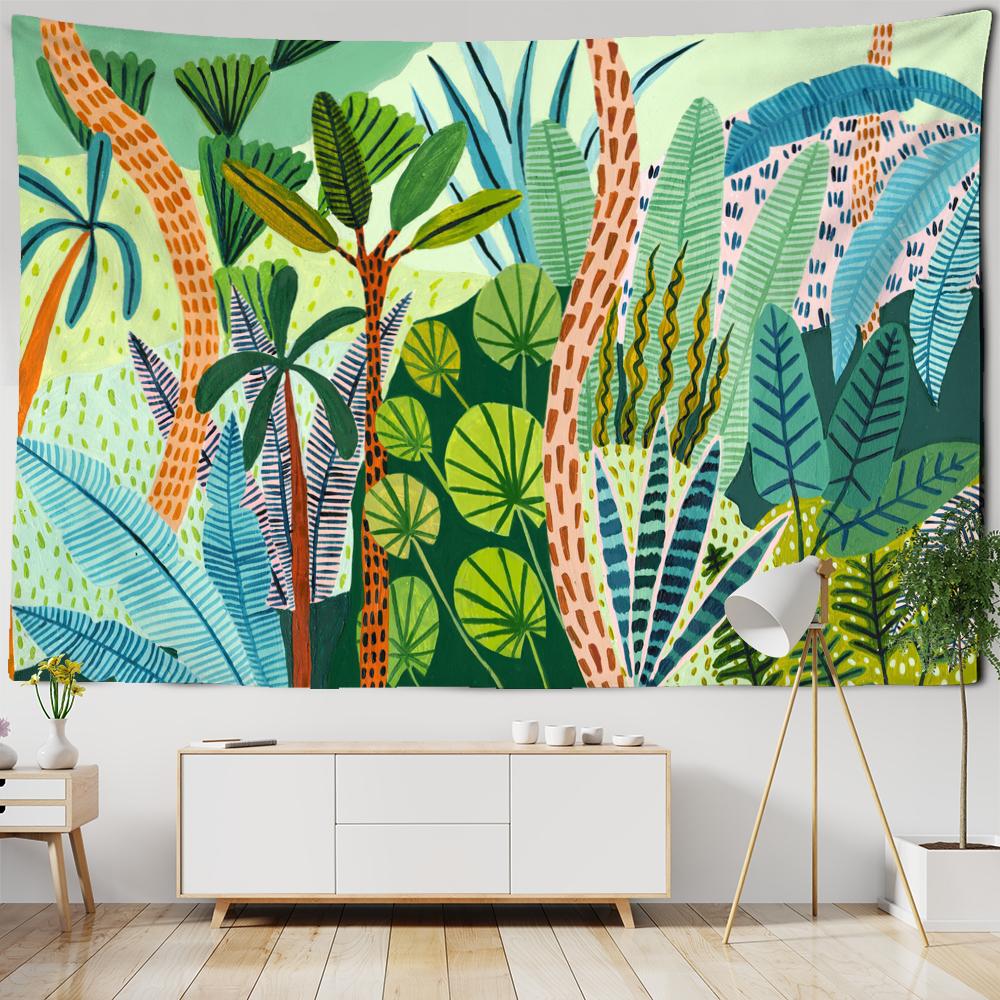 Oil Painting Tropical Plants Tapestry Wall Hanging Living Room Bedroom Headboard Wall Art Sheets Home Decor