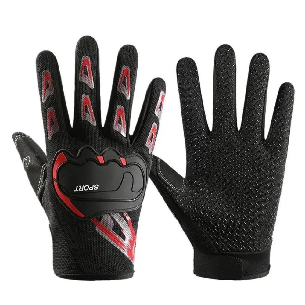 Breathable Riding Gloves Anti-Slip Motorcycle Gloves Summer Style Cycling Gloves Motorbike Riding Red-style1