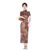 1011 national style spring and summer new cheongsam dress temperament double-sided satin slim dress performance clothes