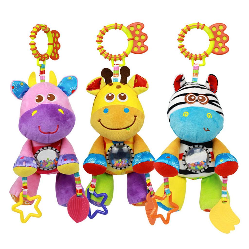 Cute Baby Hanging Rattle Toy, with Sound, Activity Wind Chimes Colorful Plush Toys for Cribs