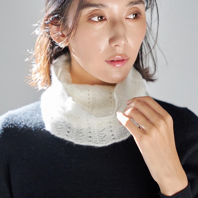 Women's 100% Pure Cashmere Knitted Neck Warmer Scarf - Autumn/Winter Hollow Fashion Style.